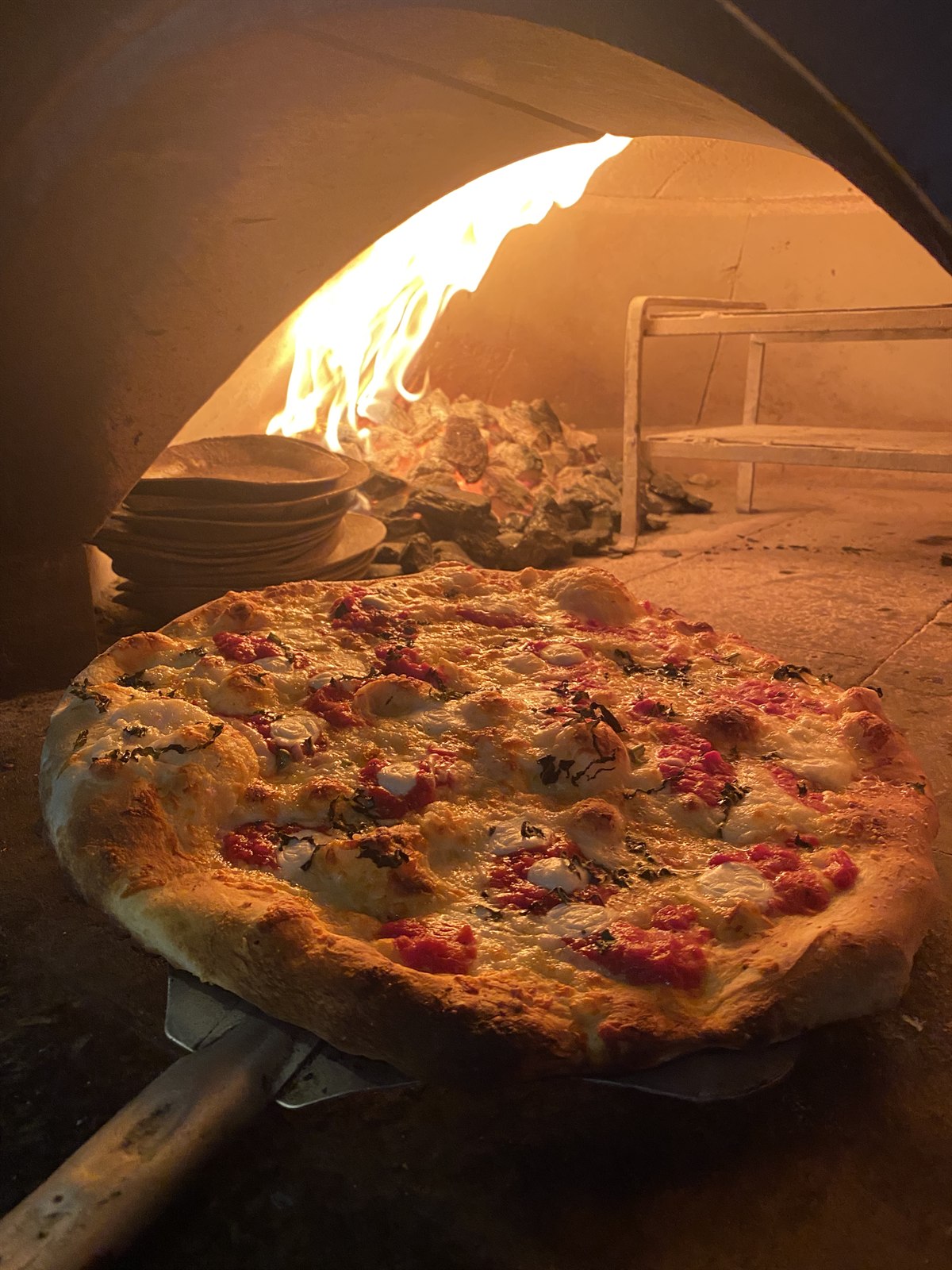 Coal-fired pizza from Bocca's Earth Stone oven